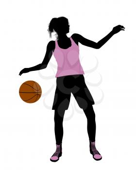 Royalty Free Clipart Image of a Female Basketball Player