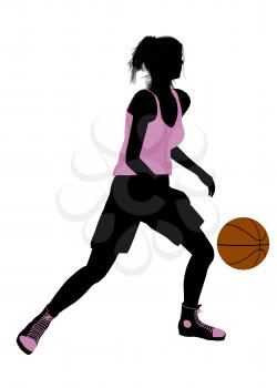 Royalty Free Clipart Image of a Female Basketball Player