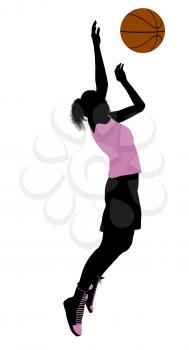 Royalty Free Clipart Image of a Female Basketball Player