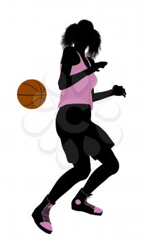 Royalty Free Clipart Image of a Female Basketball Player