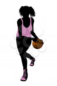 Royalty Free Clipart Image of a Female Basketball Player