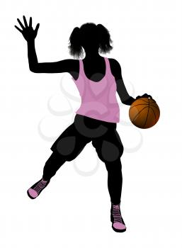 Royalty Free Clipart Image of a Female Basketball Player