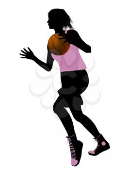 Royalty Free Clipart Image of a Female Basketball Player