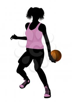 Royalty Free Clipart Image of a Female Basketball Player