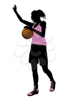 Royalty Free Clipart Image of a Female Basketball Player