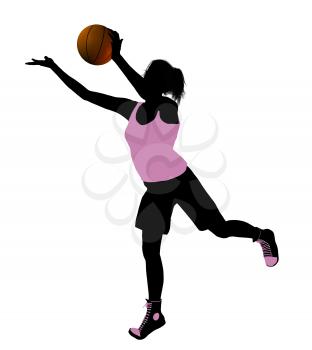 Royalty Free Clipart Image of a Female Basketball Player