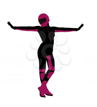 Royalty Free Clipart Image of a Female Biker