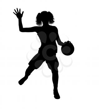 Royalty Free Clipart Image of a Female Basketball Player