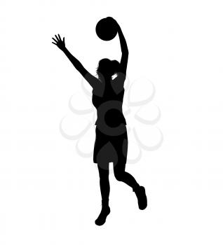 Royalty Free Clipart Image of a Female Basketball Player