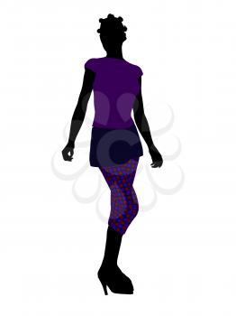 Royalty Free Clipart Image of a Woman in Funky Clothes