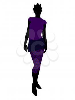 Royalty Free Clipart Image of a Woman in Funky Clothes