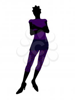 Royalty Free Clipart Image of a Woman in Funky Clothes