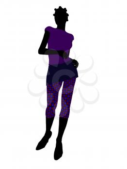 Royalty Free Clipart Image of a Woman in Funky Clothes