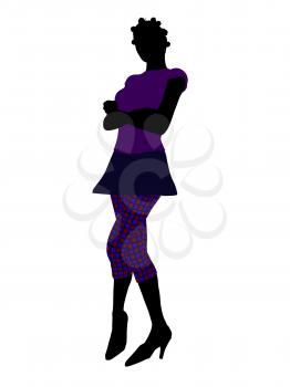 Royalty Free Clipart Image of a Woman in Funky Clothes