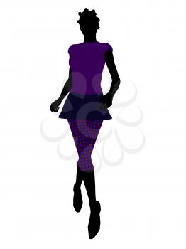 Royalty Free Clipart Image of a Woman in Funky Clothes