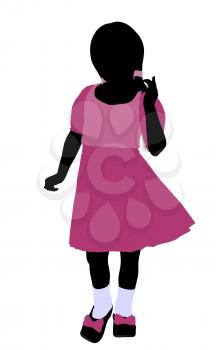 Royalty Free Clipart Image of a Little Girl in Pink