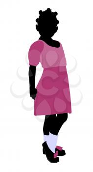 Royalty Free Clipart Image of a Girl in a Pink Dress