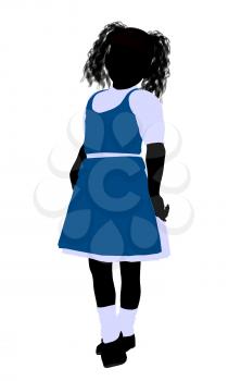 Royalty Free Clipart Image of a Girl in a Blue Jumper