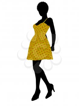 Royalty Free Clipart Image of a Woman in a Sundress