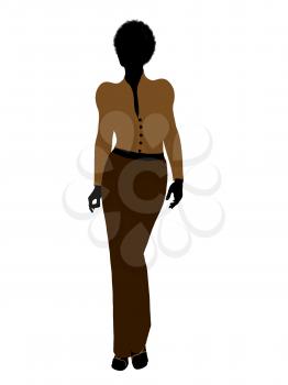 Royalty Free Clipart Image of a Woman in Brown Clothes