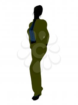 Royalty Free Clipart Image of a Woman in a Green Suit