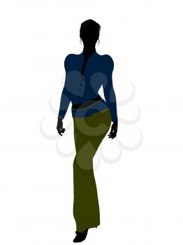 Royalty Free Clipart Image of a Woman in a Blue Top