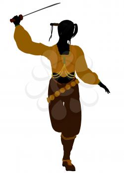 Royalty Free Clipart Image of a Female Pirate