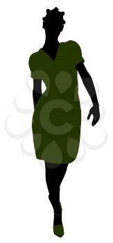 Royalty Free Clipart Image of a Woman in a Green Dress