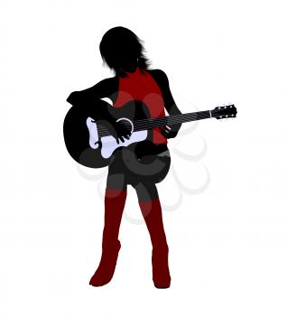 Royalty Free Clipart Image of a Female Guitarist