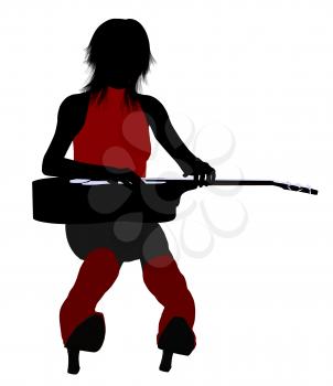 Royalty Free Clipart Image of a Female Guitarist