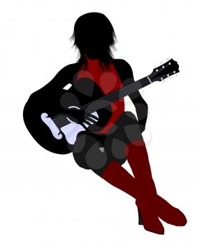 Royalty Free Clipart Image of a Female Guitarist