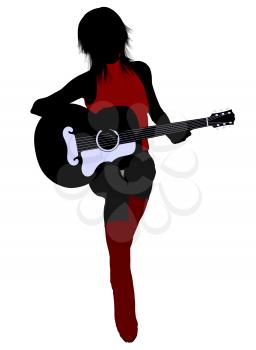 Royalty Free Clipart Image of a Female Guitarist