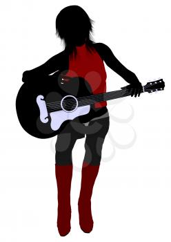 Royalty Free Clipart Image of a Female Guitarist