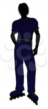 Royalty Free Clipart Image of a Guy on Roller Blades