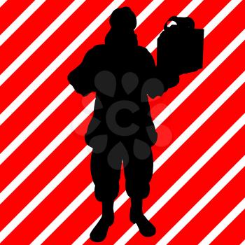 Royalty Free Clipart Image of Santa With a Gift