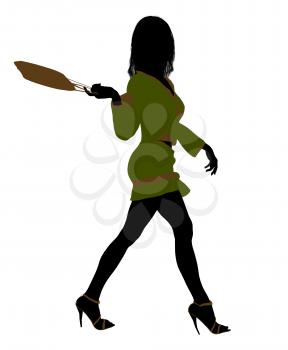 Royalty Free Clipart Image of a Girl in Green