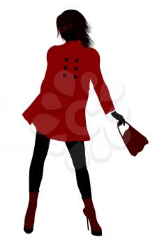 Royalty Free Clipart Image of a Girl in a Red Coat