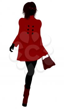 Royalty Free Clipart Image of a Girl in a Red Coat