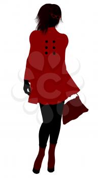 Royalty Free Clipart Image of a Girl in a Red Coat