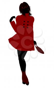 Royalty Free Clipart Image of a Girl in a Red Coat