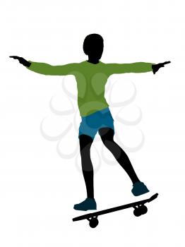 Royalty Free Clipart Image of a Boy on a Skateboard