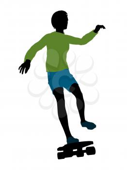 Royalty Free Clipart Image of a Boy on a Skateboard