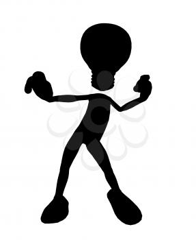 Royalty Free Clipart Image of a Stick Figure With a Light Bulb Head