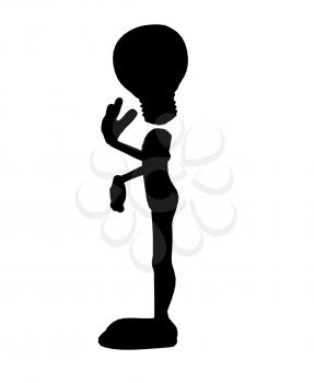 Royalty Free Clipart Image of a Stick Figure With a Light Bulb Head