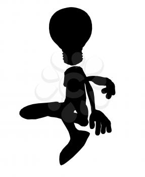 Royalty Free Clipart Image of a Stick Figure With a Light Bulb Head