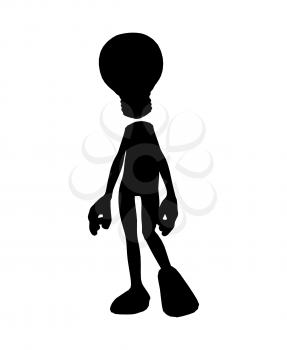 Royalty Free Clipart Image of a Stick Figure With a Light Bulb Head