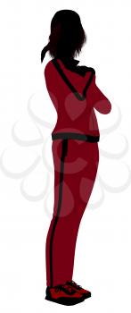 Royalty Free Clipart Image of a Woman in a Track Suit