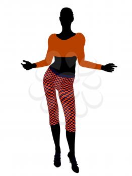 Royalty Free Clipart Image of a Woman in Funky Clothes