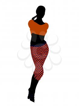 Royalty Free Clipart Image of a Woman in Funky Clothes