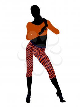 Royalty Free Clipart Image of a Woman in Funky Clothes